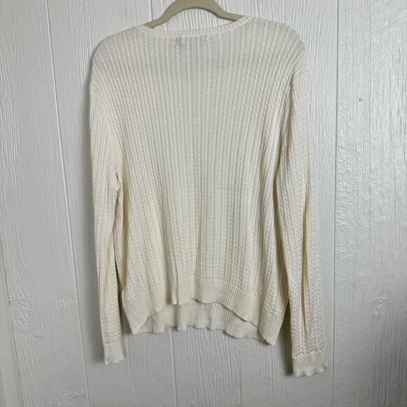 Lauren Ralph Lauren Mascarpone Cream Slim Cable-Knit Black Label Sweater Size XL - Picture 6 of 11